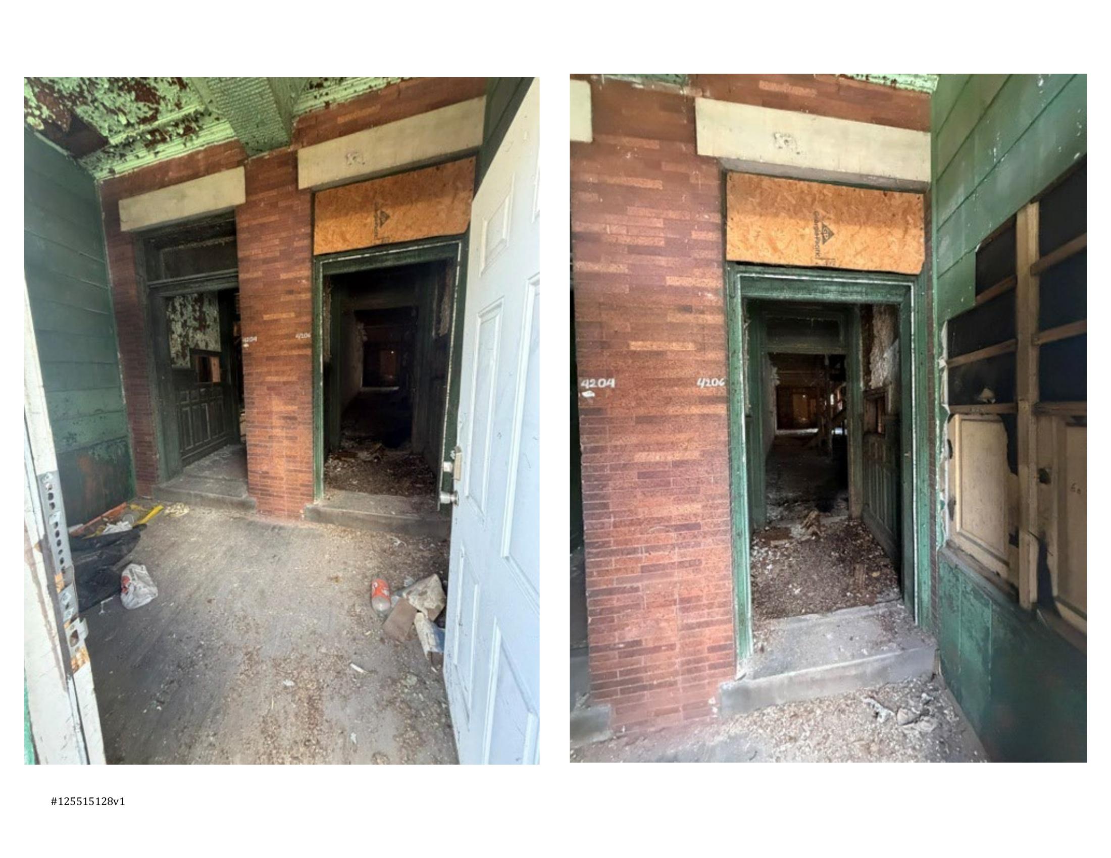 Interior entryway showing building deterioration